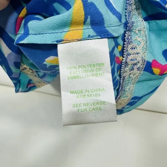 NWT Rare Lilly Pulitzer Wilda Maxi Caftan Iris Blue Mai Tai Size XS Missing Belt - Picture 10 of 11
